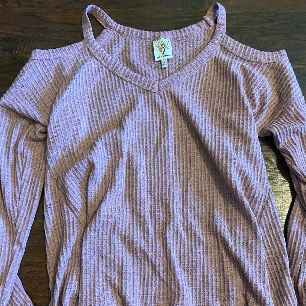 cold shoulder pink sweater